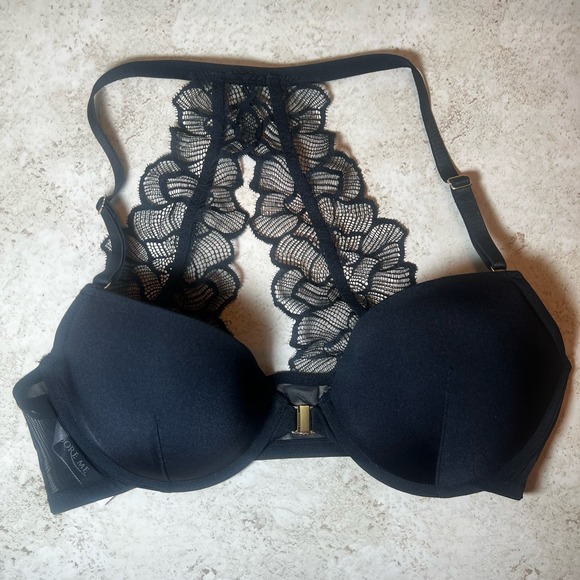 Adore Me Other - Adore Me Push Up Bra w/ Lace Racerback Gold Front Closure Size 34D EUC Light Pad